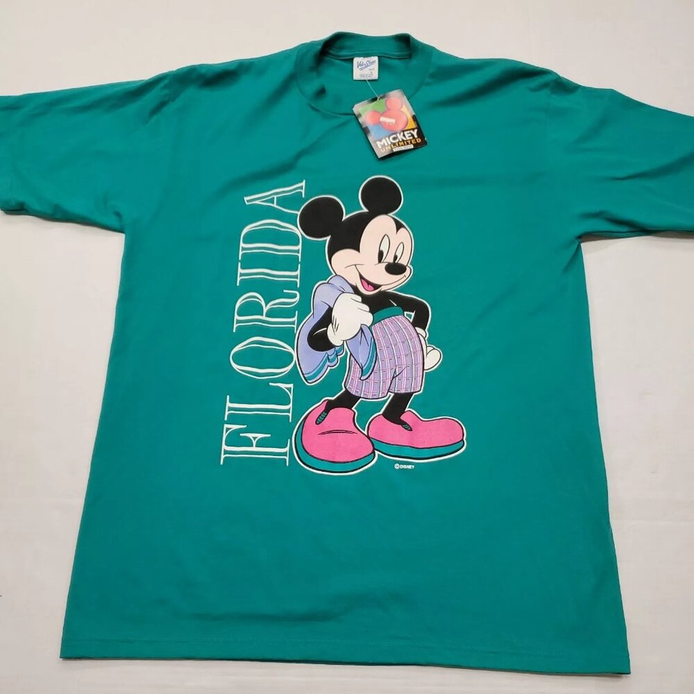 NWT Mickey Mouse Florida Disney Velva Sheen Green T-Shirt